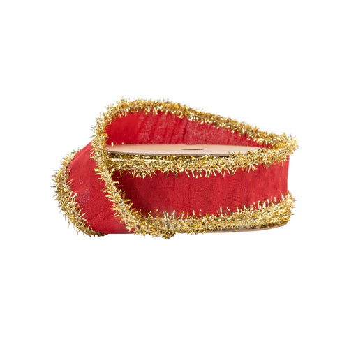 Red Ribbon with Gold Tinsel