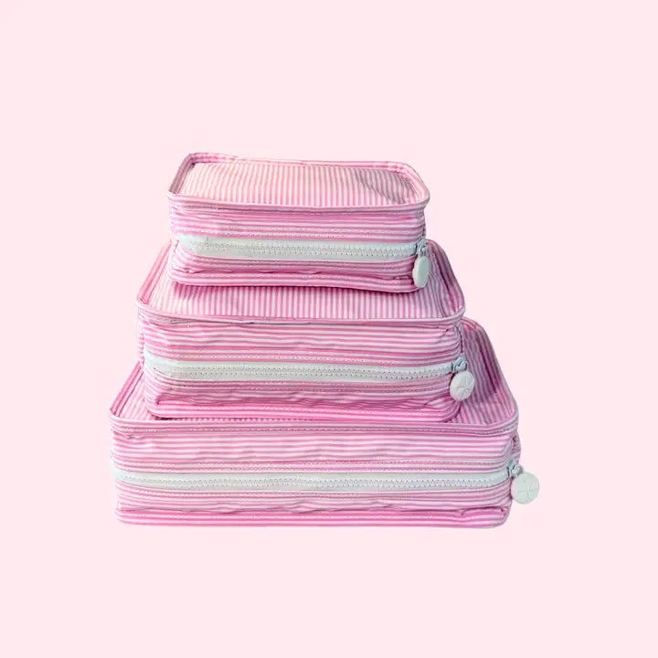 Pink Preppy Stripe Organizers