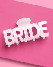 Load image into Gallery viewer, Bride Word Claw Clip | white marble, bridal hair, bach party
