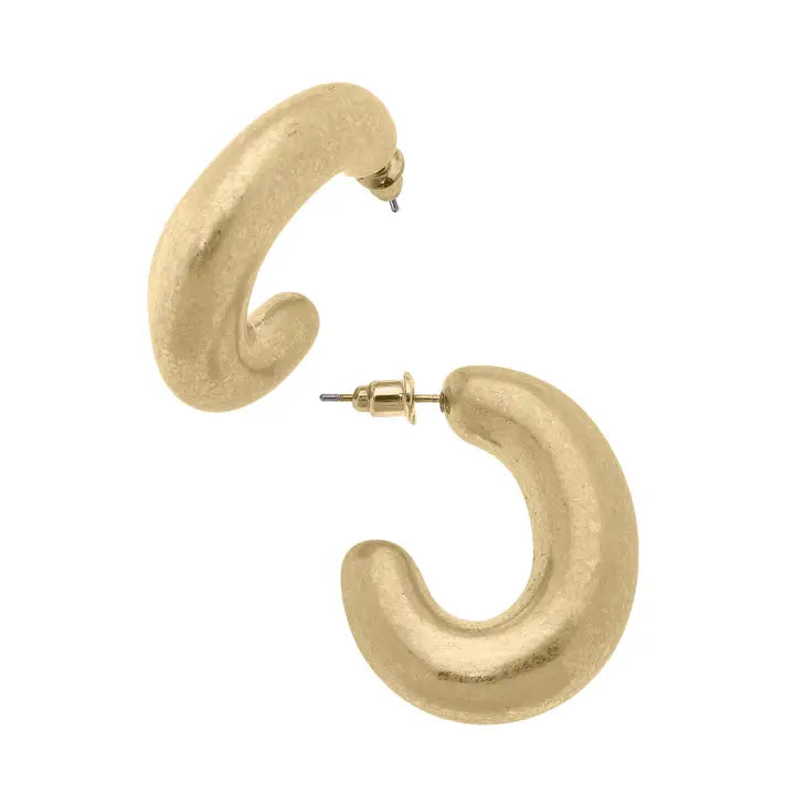 Gia Sculpted Hoop Earrings in Worn Gold