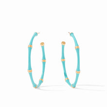 Load image into Gallery viewer, Bamboo Hoop Gold Bahamian Blue
