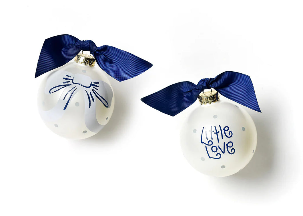 Little Love Blue Bow Glass Ornament