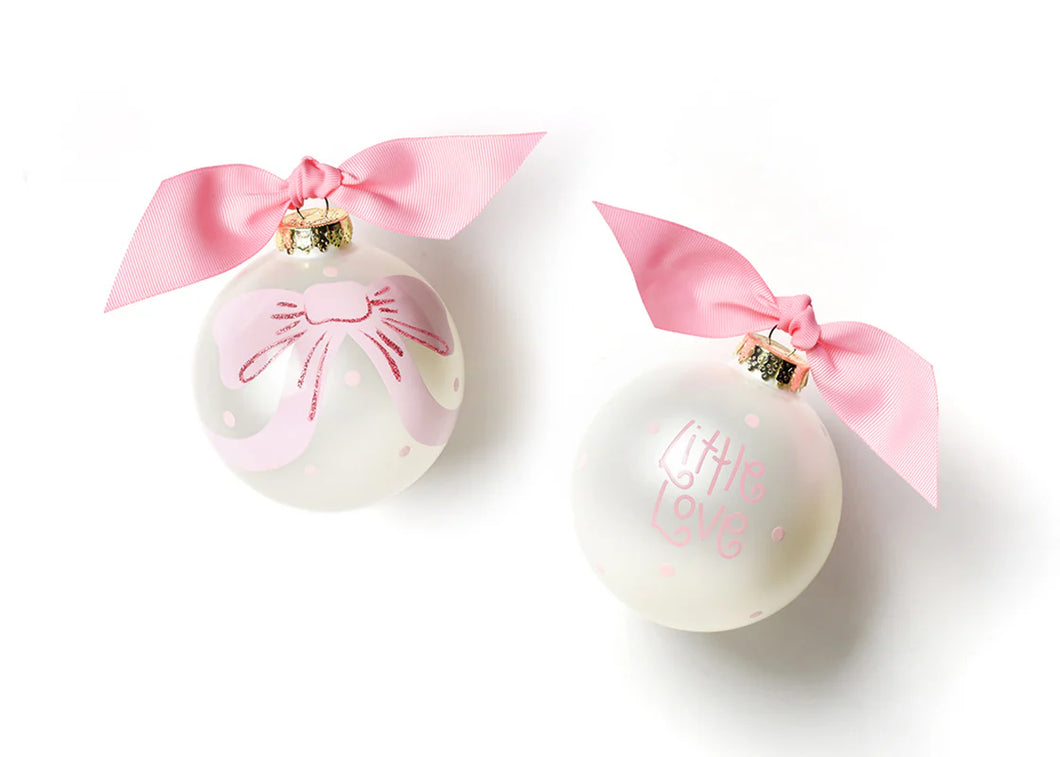 Little Love PinkBow Glass Ornament