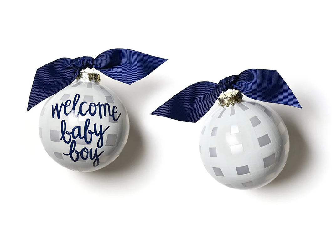 Welcome Baby Boy Glass Ornament