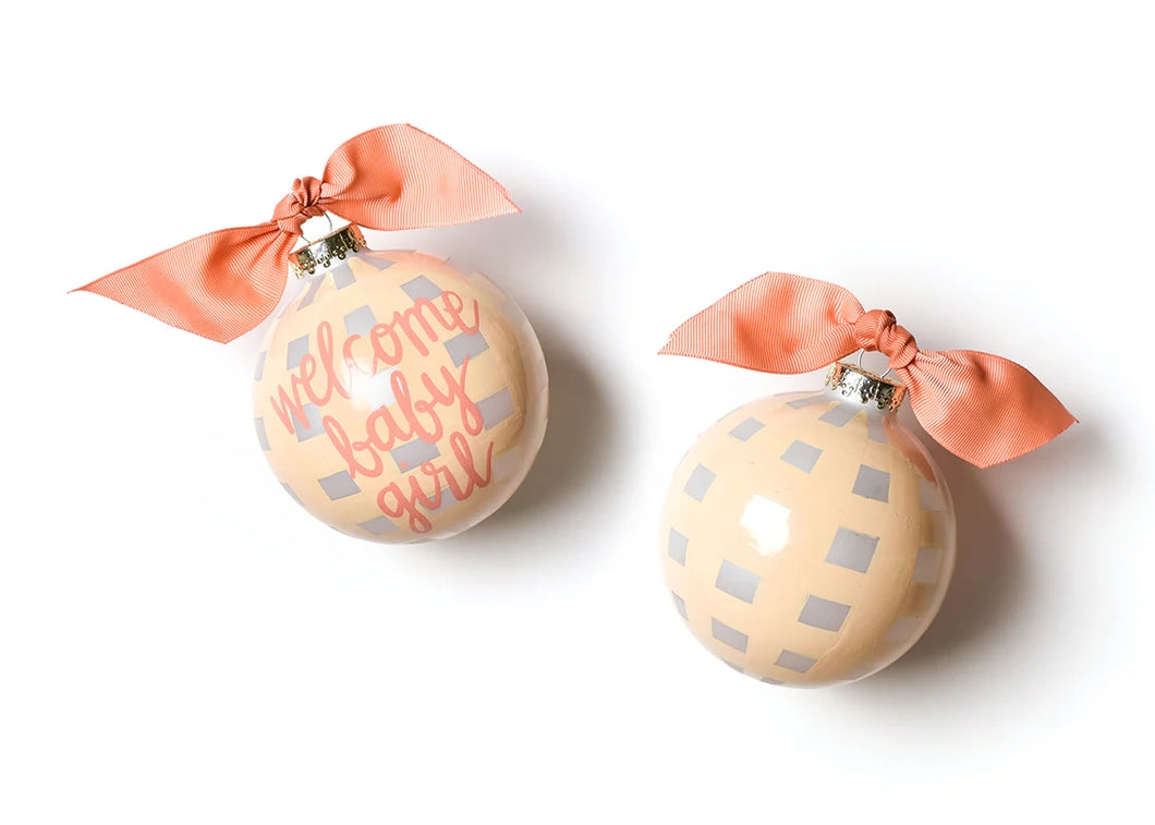 Welcome Baby Girl Glass Ornament