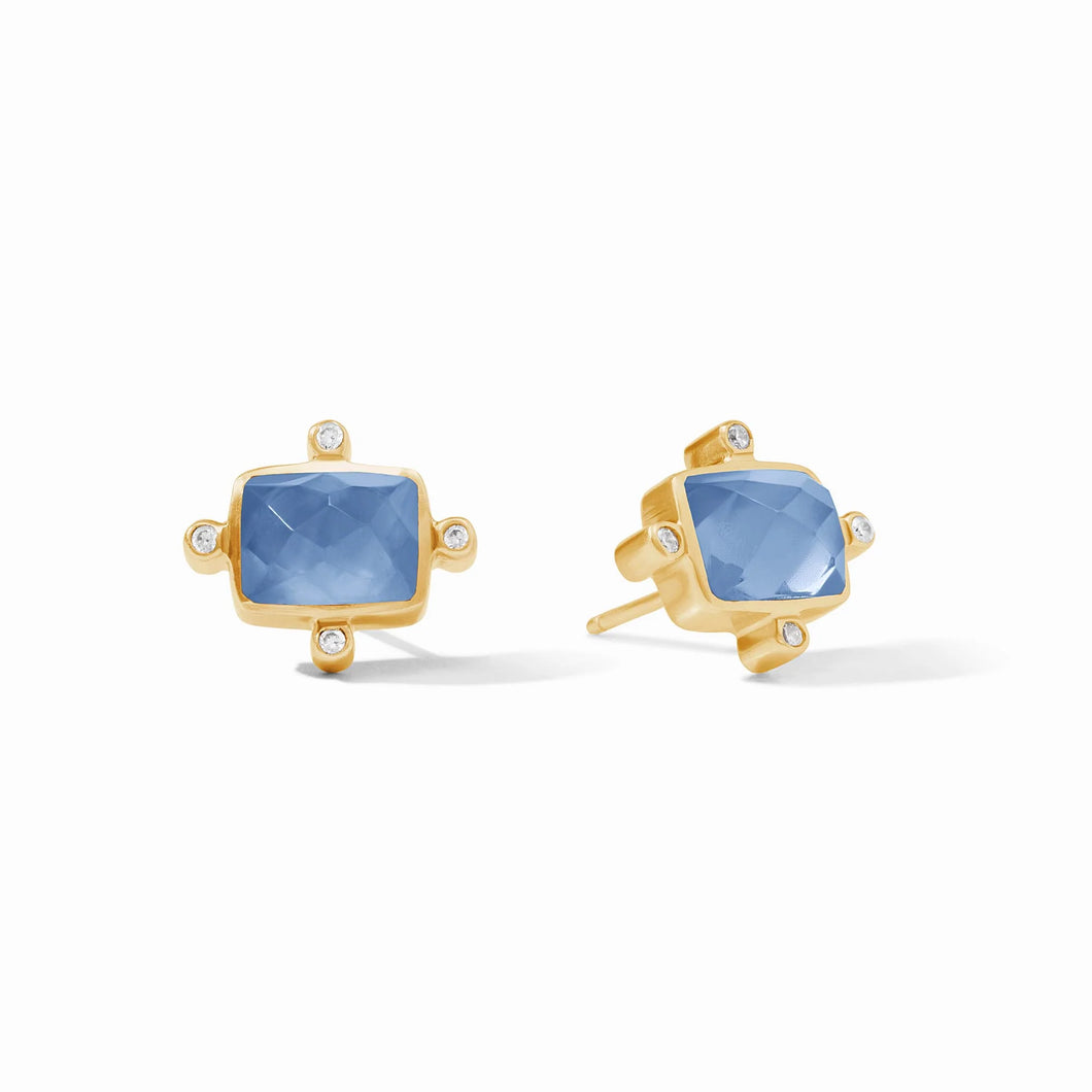 Clara Stud Chalcedony Blue