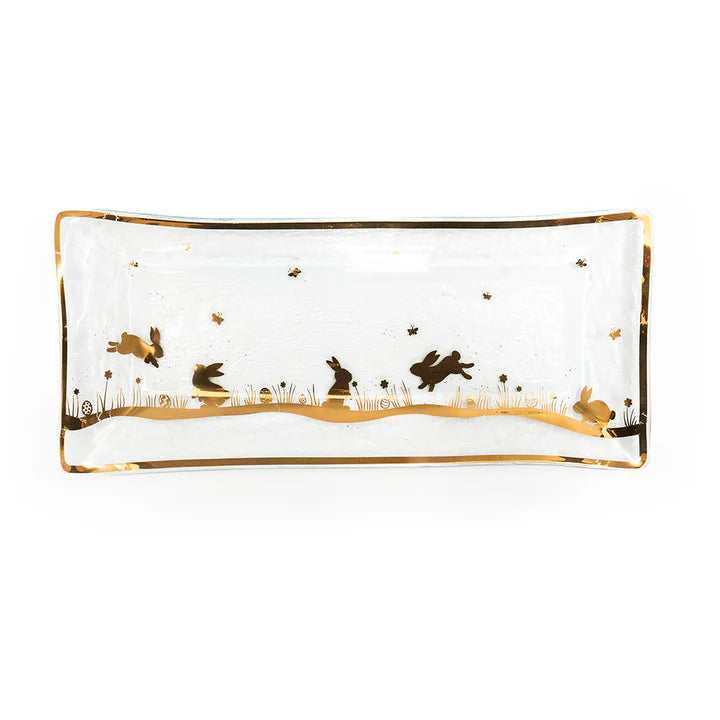 Annieglass Bunny Rectangular Tray