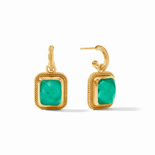 Load image into Gallery viewer, Cheval Hoop &amp; Charm Earring - Iridescent Emerald Green
