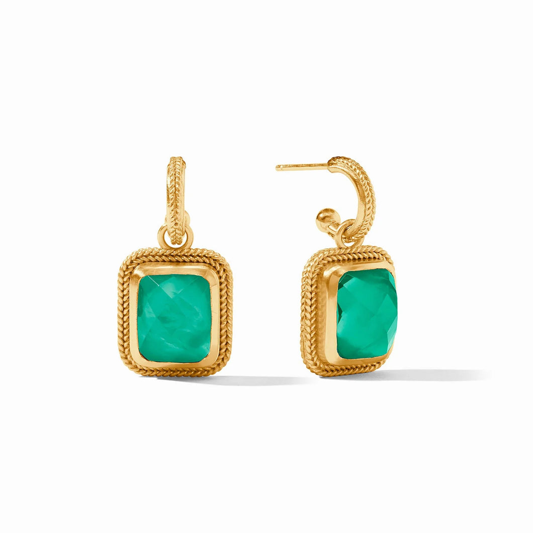 Cheval Hoop & Charm Earring - Iridescent Emerald Green