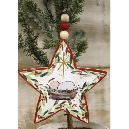 Cutout Wood Star Manger Ornament