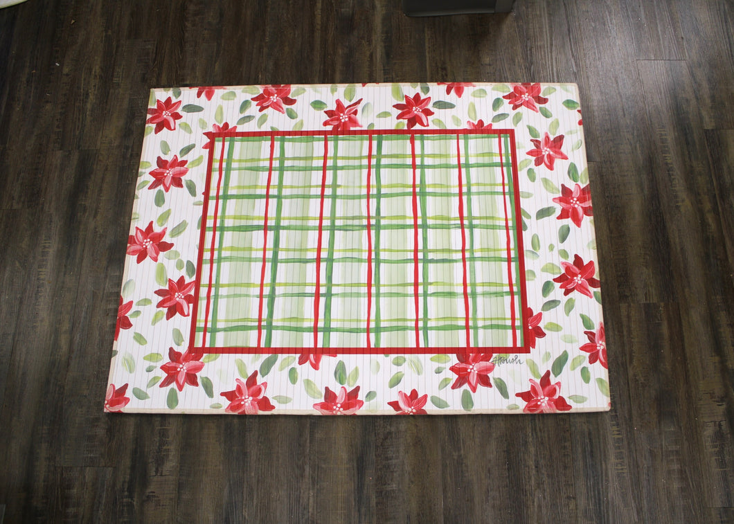 Poinsetta Plaid Bamboo Mat