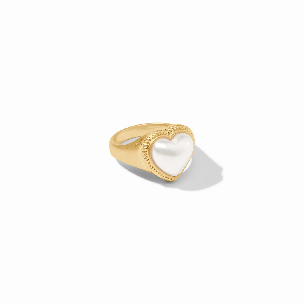 Heart Signet Ring Pearl