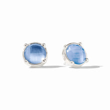 Load image into Gallery viewer, Silver Honey Stud Iridescent Chalcedony Blue
