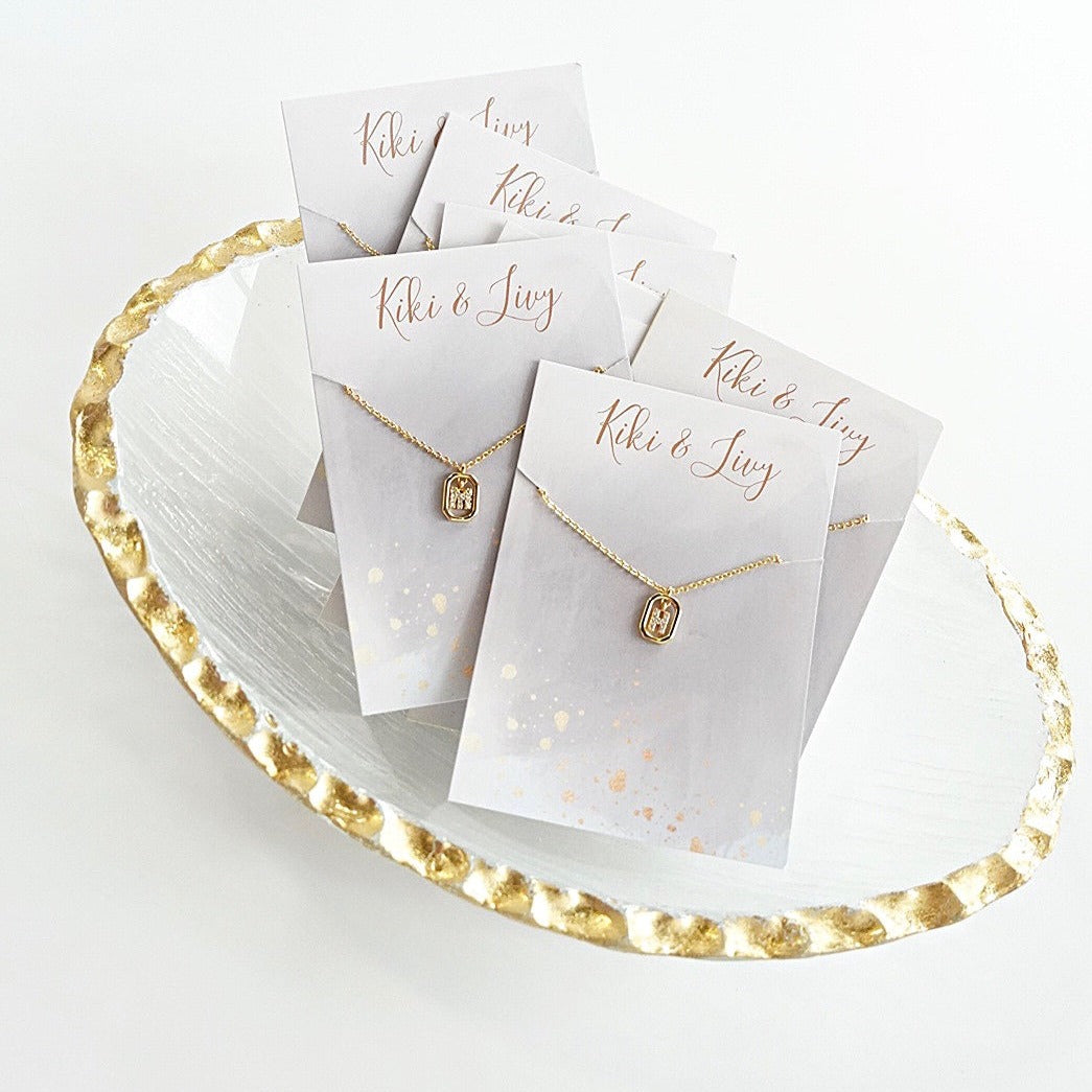 Teeny Rectangle Letter Stone Necklace