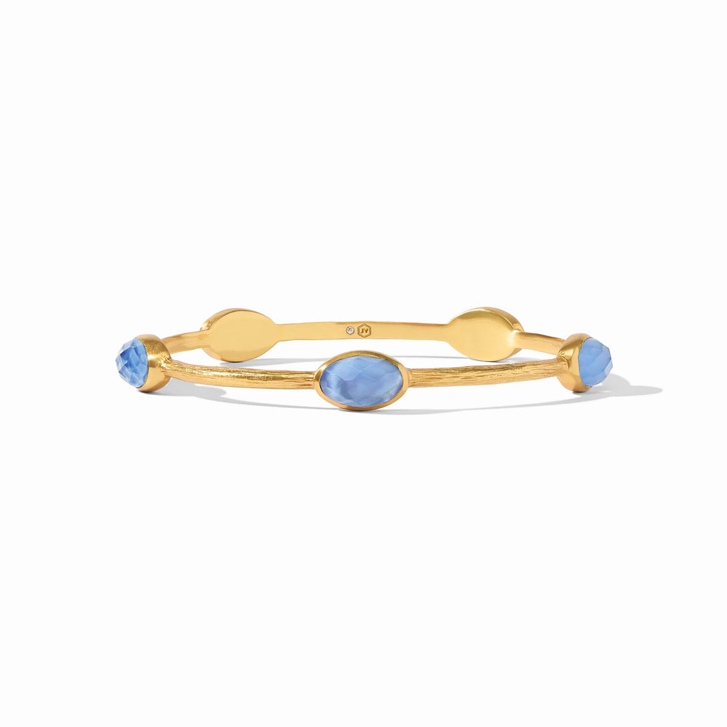 Ivy Stone Bangle Iridescent Chalcedony Blue