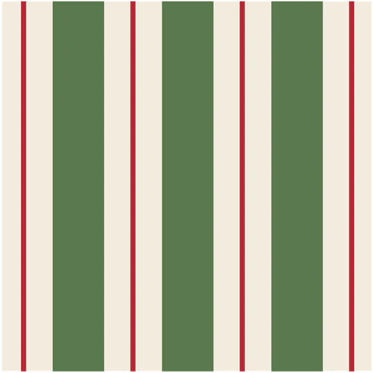 Green & Red Awning Stripe Cocktail Napkin