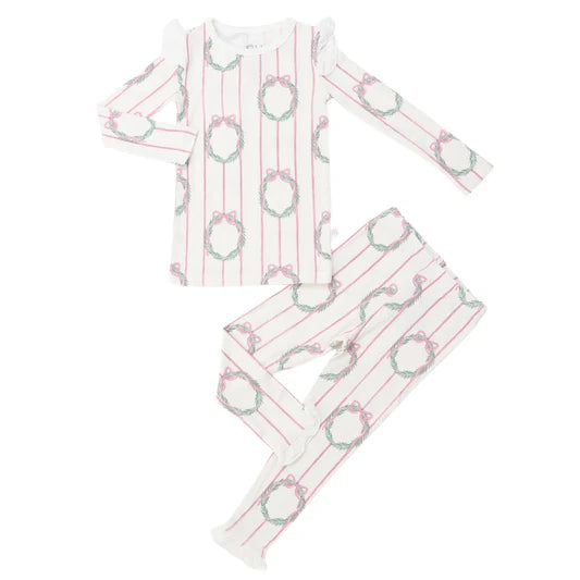 Girls Sugarplum Wreath Ruffle Loungewear Set