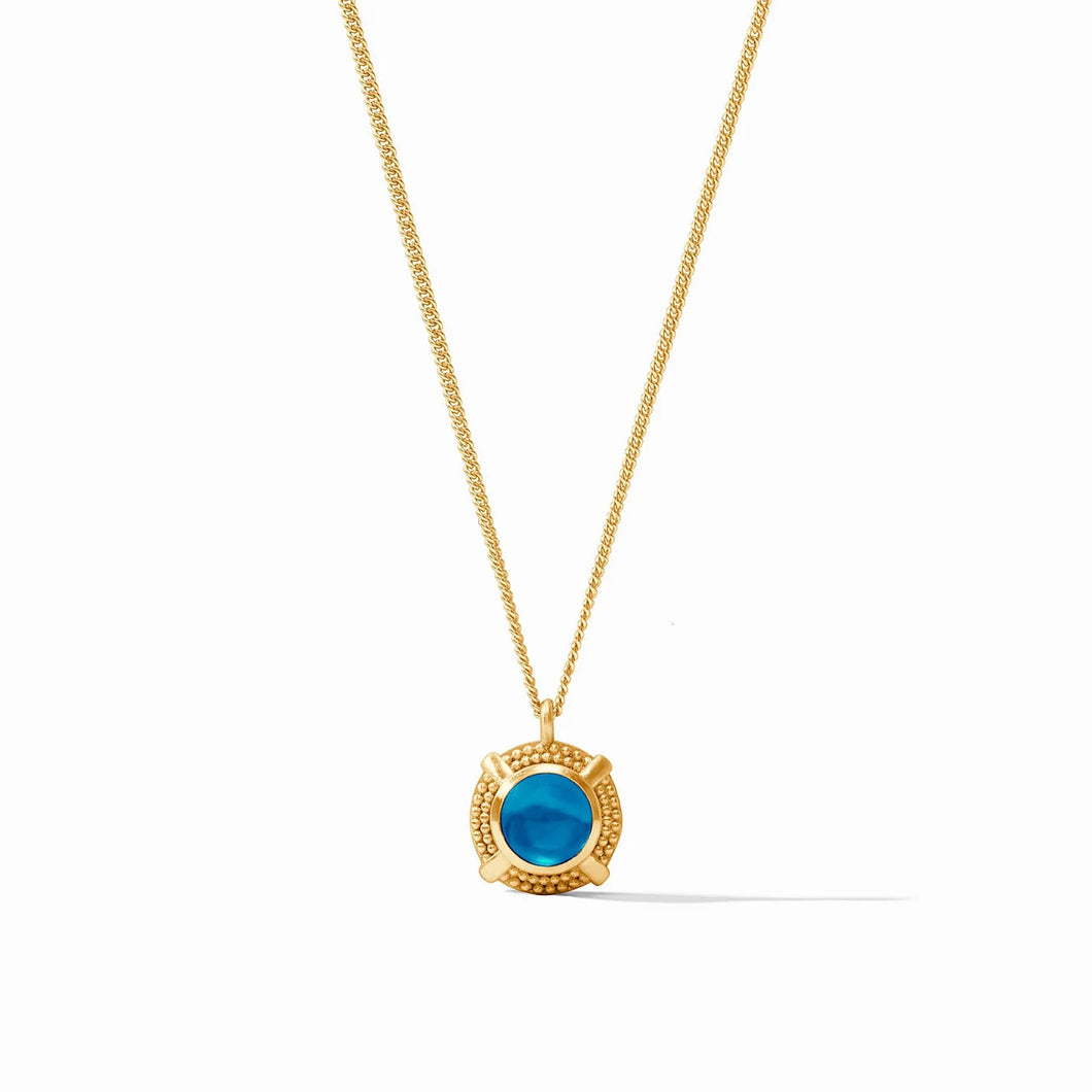 Cabochon Solitaire Necklace - Iridescent London Blue