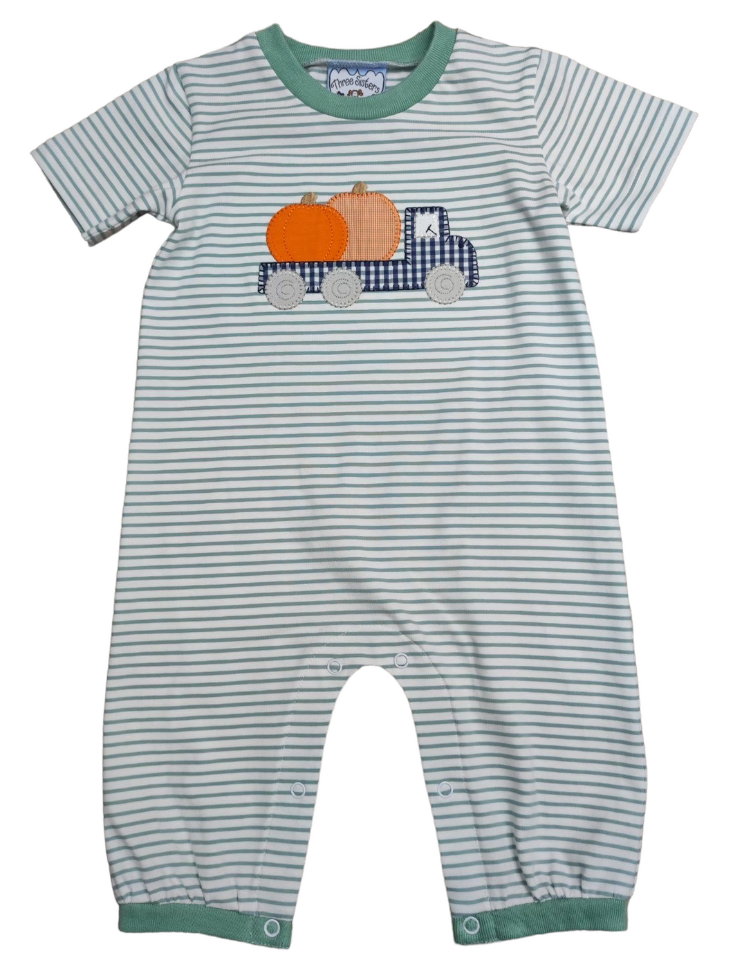 Pumpkin Truck Applique Boys Romper