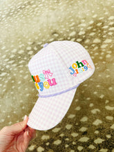 Load image into Gallery viewer, Purple Checker Jesus Loves You Hat
