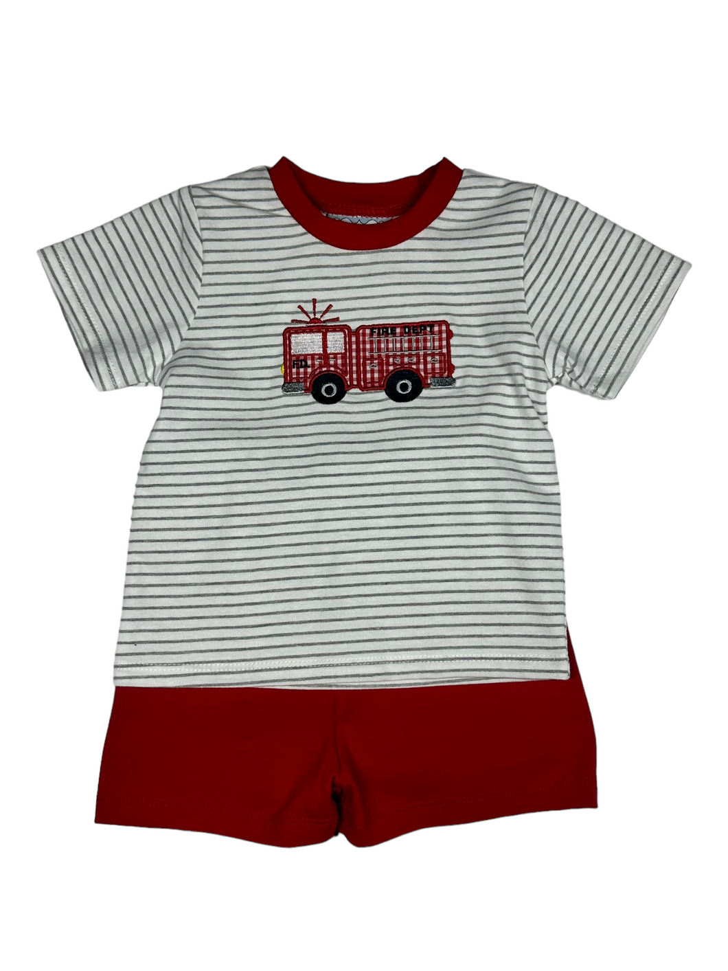 Firetruck Applique Boys Short Set