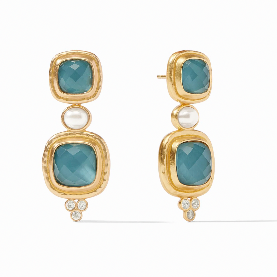 Tudor Statement Earring Iridescent Peacock Blue