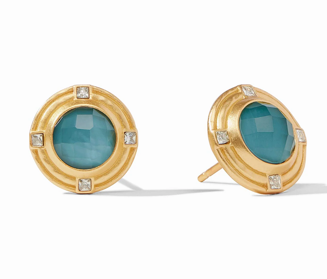 Astor Stone Stud Iridescent Peacock Blue