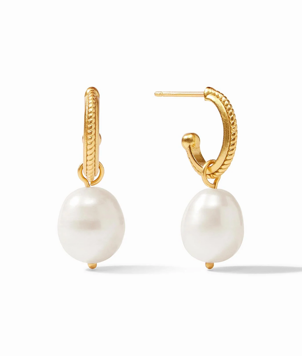 Delphine Pearl Hoop & Charm Earrings