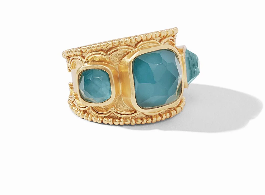 Trieste Statement Ring Iridescent Peacock Blue
