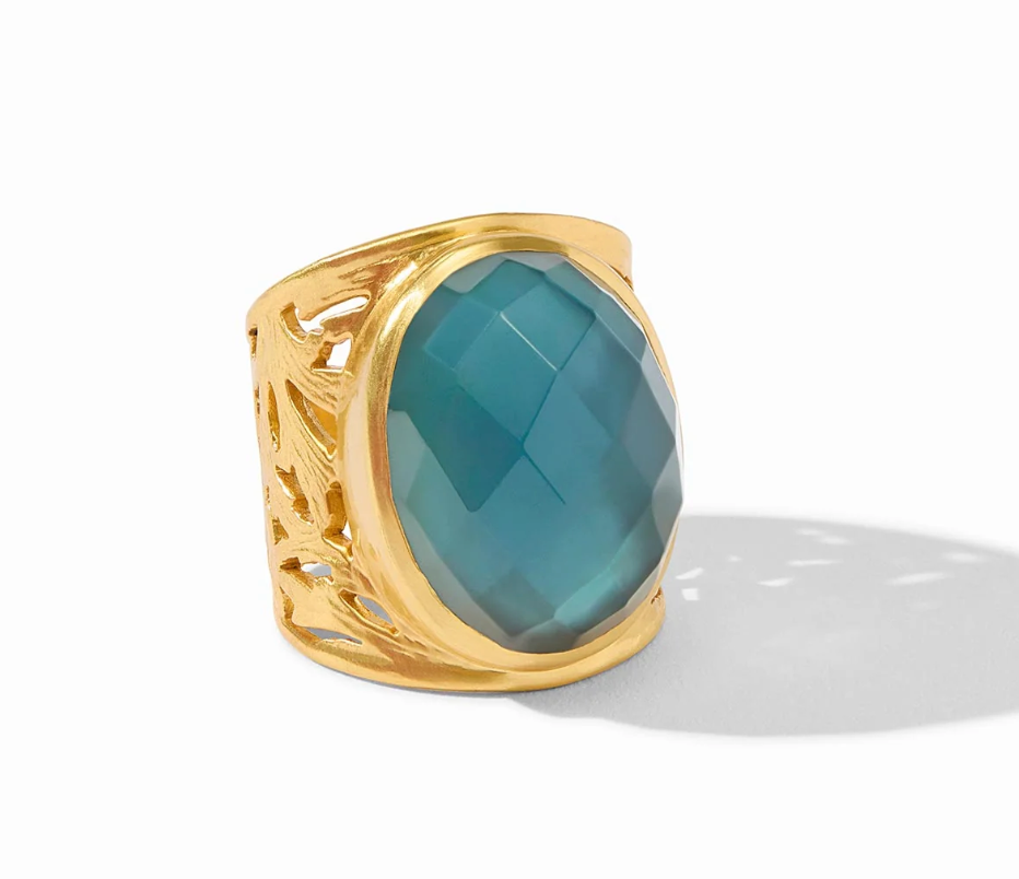 Ivy Statement Ring Iridescent Peacock Blue