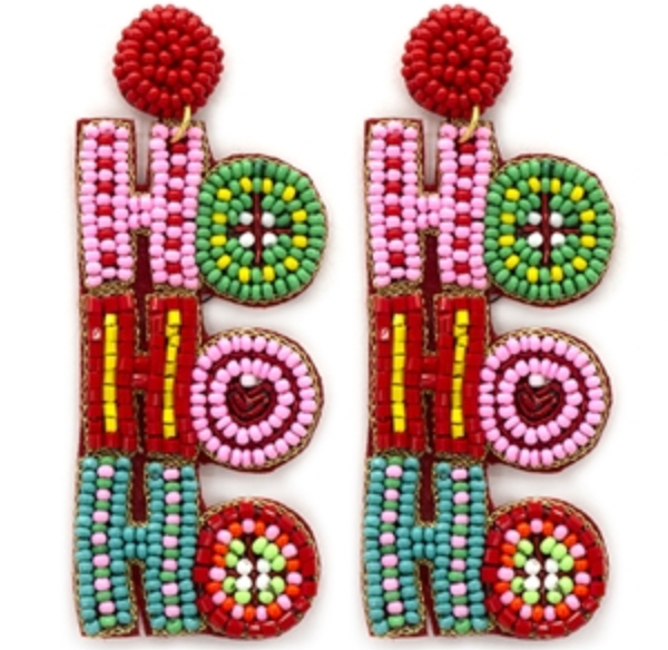 Ho Ho Ho Beaded Earrings
