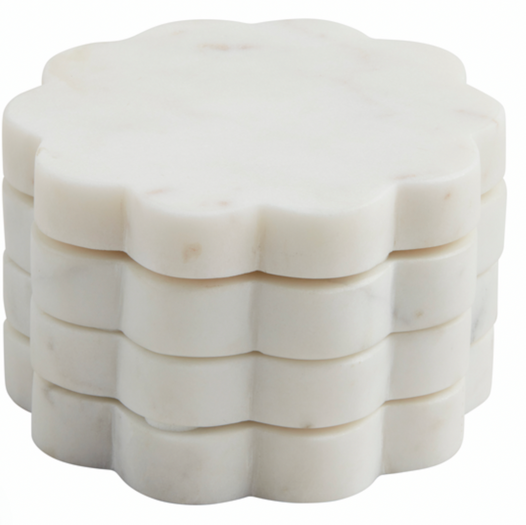 Scallop Marble Coaster Set