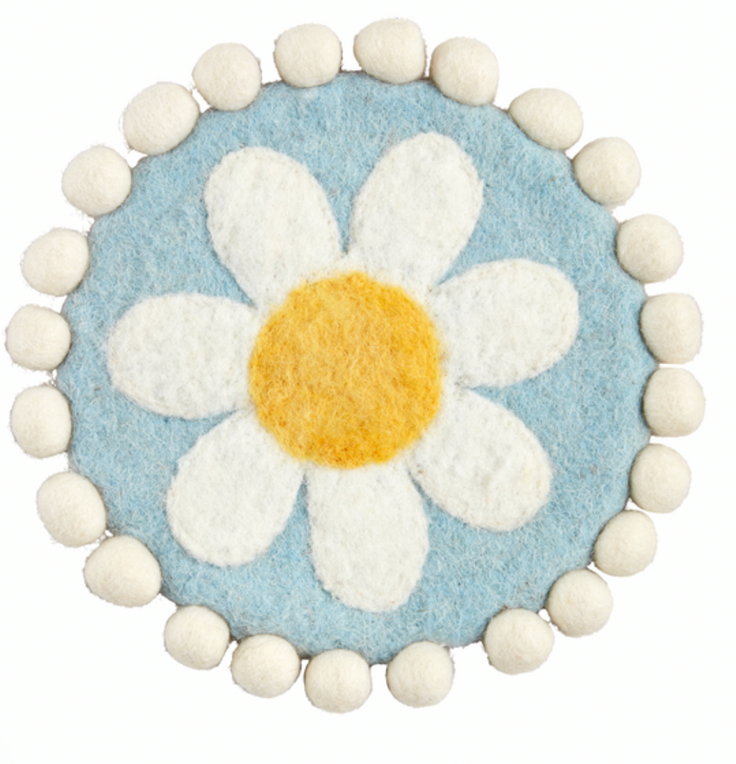 Blue Daisy Wool Trivet