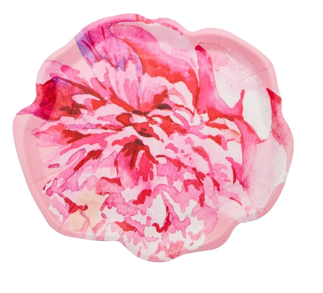 Peony Salad Plate Pink Peonies