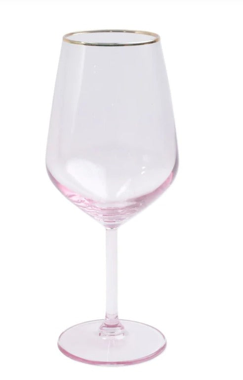 Vietri Rainbow Pink Wine Glass