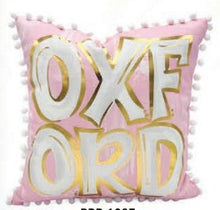 Load image into Gallery viewer, Oxford Gold Pillow with Pom Trim
