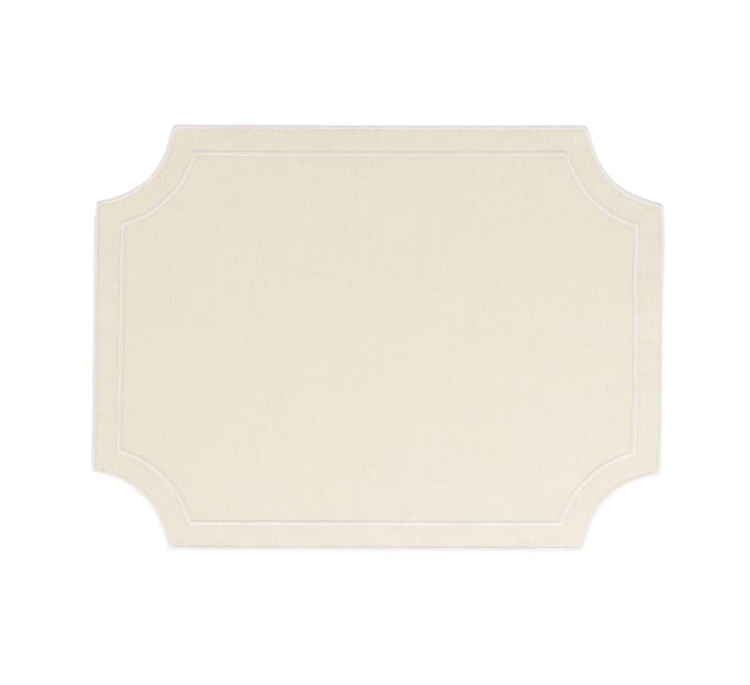 Tessuti Ivory Rectangular Placemats with White Stitching