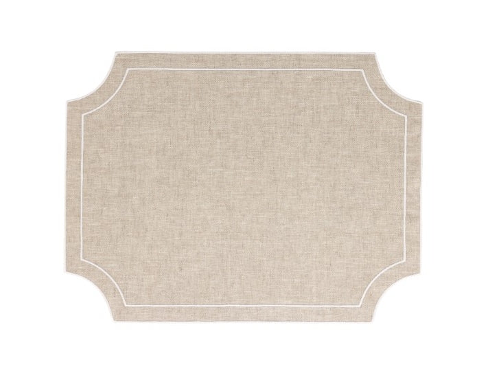 Tessuti Natural Rectangular Placemats with White Stitching