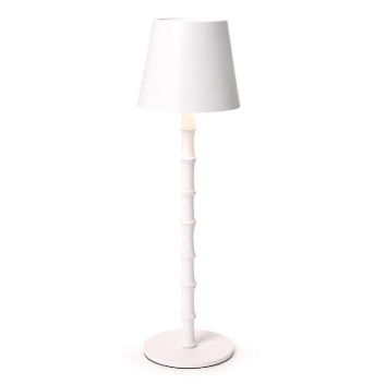 White Cordless Bamboo Table Lamp