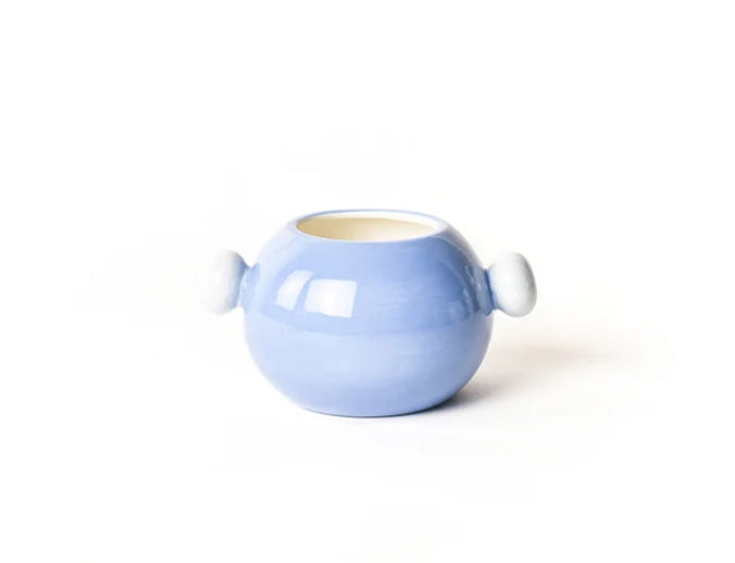 Iris Blue Medium Round Vase with Knob Handles