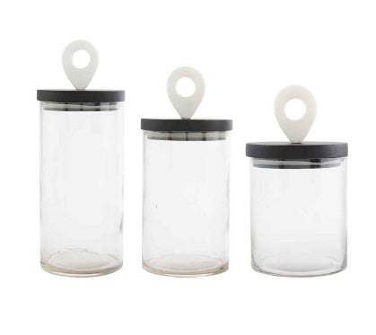 Marble Handle Glass Canister Set