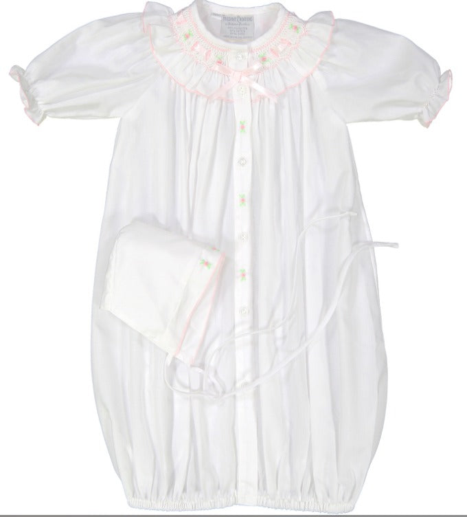 Preemie Ribbon Ruffle Smocked Take Me Home Gown With Hat