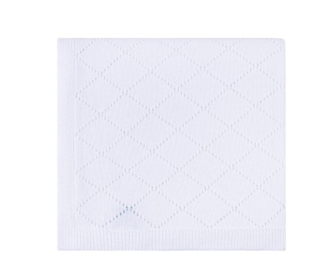 White Diamond Pointelle Knit Blanket