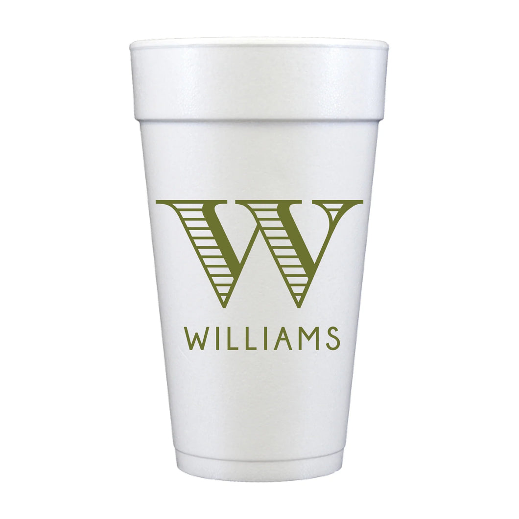 Initial Monogrammed Coffee Cups with Lids