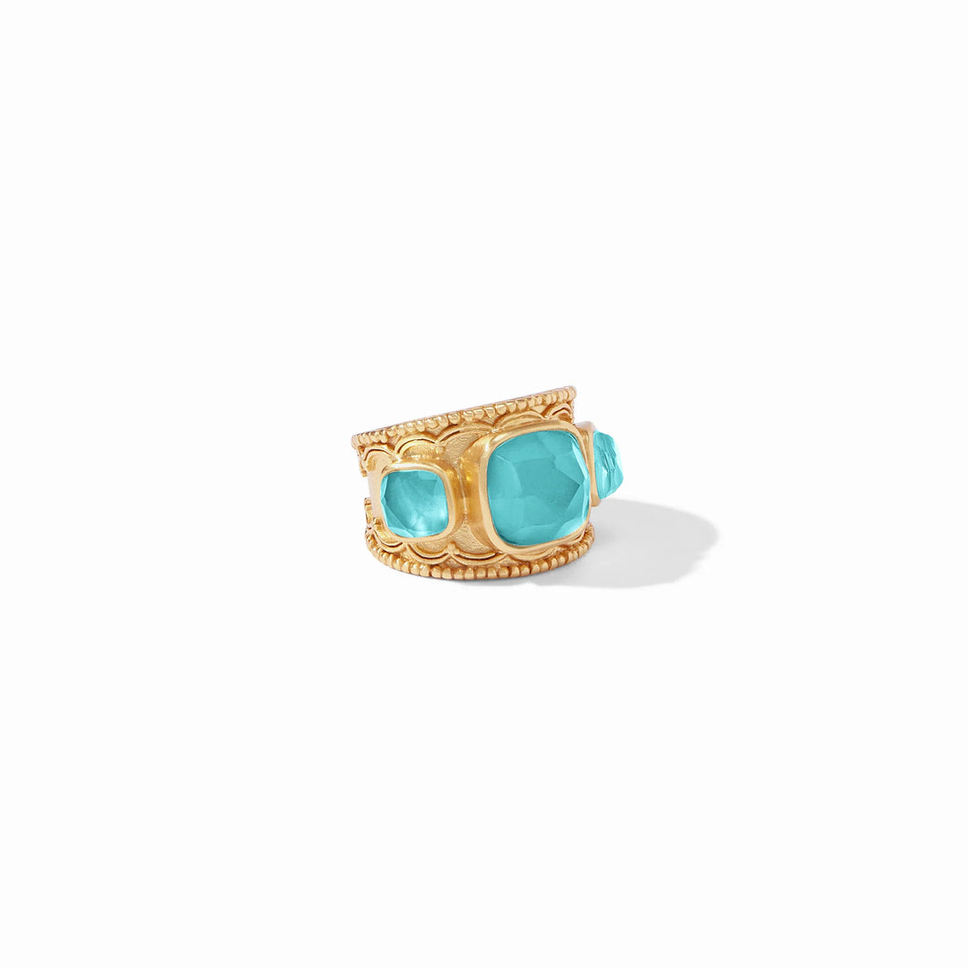 Trieste Statement Ring Gold Bahamian Blue