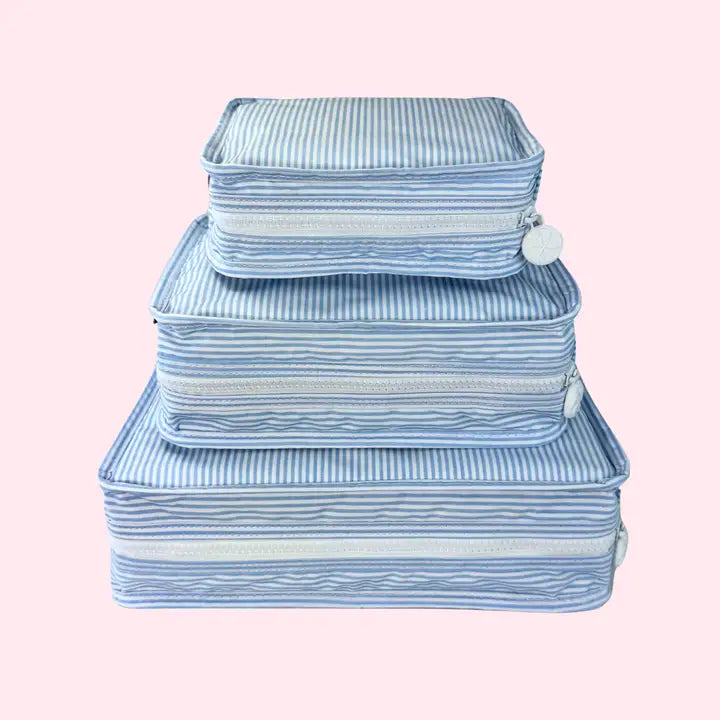 Baby Blue Preppy Stripe Organizers