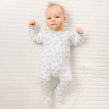 Load image into Gallery viewer, Azure Whales Print Zip Footie – Light Blue
