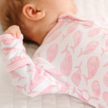 Load image into Gallery viewer, Azure Whales Print Zip Footie – Pink

