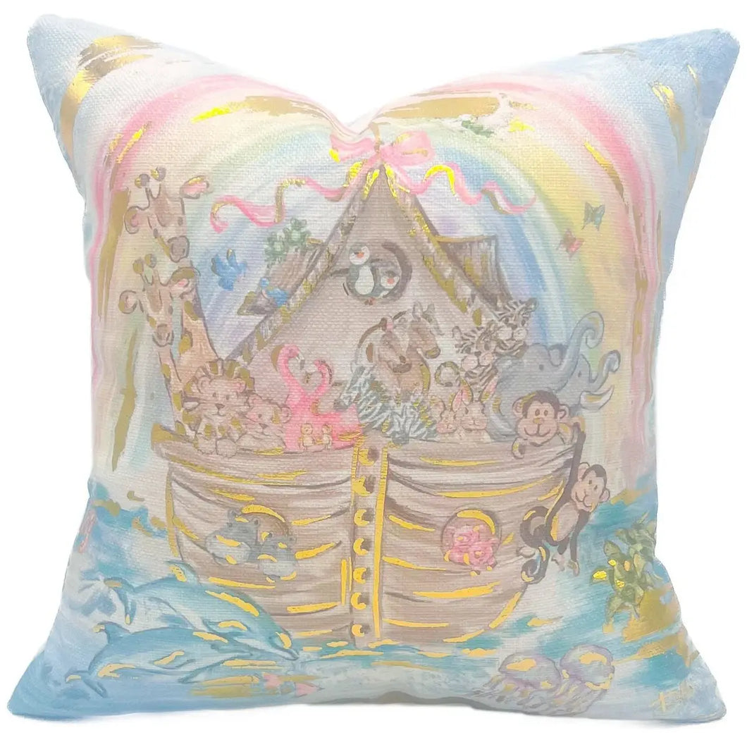 Noah's Ark Gold Foil Pillow