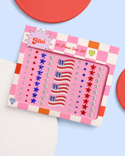 Load image into Gallery viewer, America Face Gems | Patriotic Face Stickers, Red White Blue
